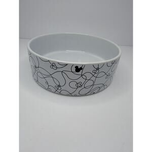 Disney Chewy Mickey Mouse Lines White Black Pet Dog Cat Food Water Bowl